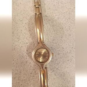 LA Express Women's Silver Tone/Goldtone Bracelet Bezel Watch. Water Resistant